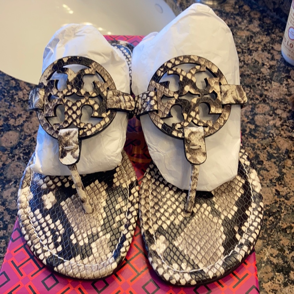 Tory Burch Miller Snake Sandals Size 8